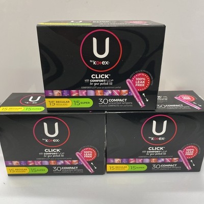 3XU By Kotex Click Compact Unscented Tampons Multipack - Reg + Super 30 CT