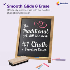 Dustless Chalk with Eraser, 24Pk - 12 Colored Chalkboard Chalks and 12 White ...