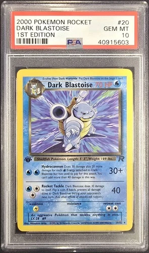 2000 POKEMON ROCKET 1ST EDITION #20 DARK BLASTOISE PSA 10