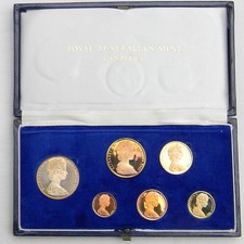 Australia 1966 6-coin PROOF set with silver, orig dark-blue case; 18,000 issued