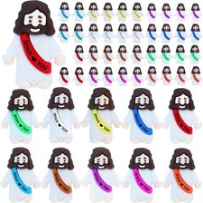 50 Pcs Little Jesus Figures Mini Rubber Jesus Toys Jesus Love You for Easte...