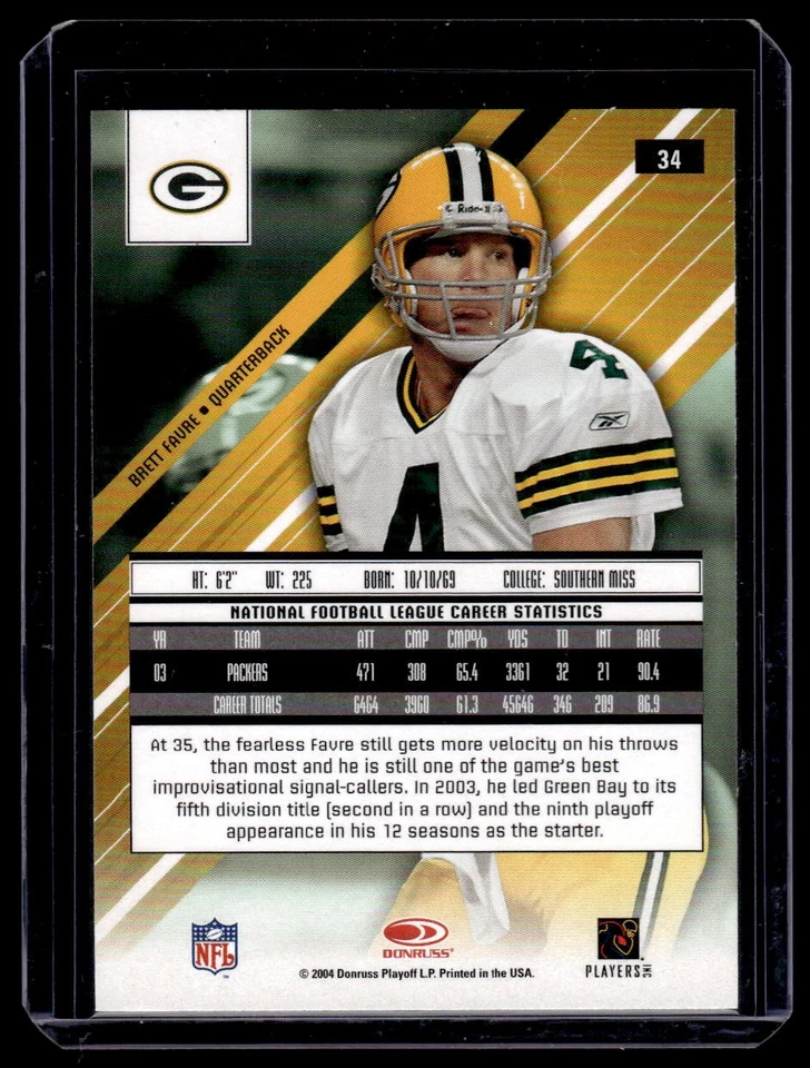 2004 Leaf Rookies & Stars #34 Brett Favre Longevity Near Mint or Better - Image 2 of 2