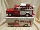 Vintage 1960’s RED TONKA FIRETRUCK JEEP Pressed Steel No. 1072 with Box Unused