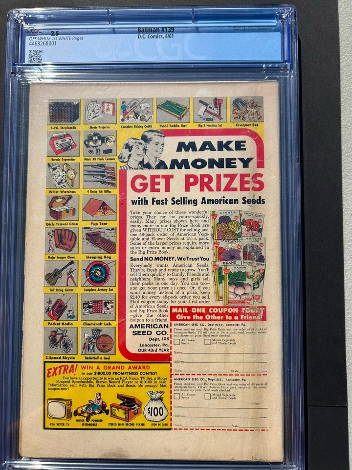 Batman 139 1961 DC Comics CGC G+ 2.5 1st App Bat-Girl Batwoman Robin - Image 2 of 2