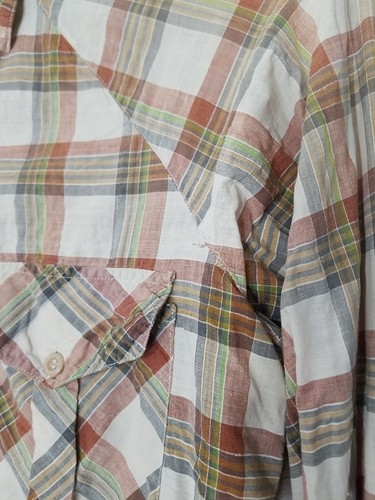 Vintage 70s Gap Mens Size Medium Shirt Button Up Brown Green Plaid - Picture 5 of 12