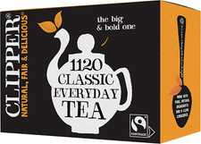 Clipper Tea Everyday Fairtrade Black Tea Bags Set of 1120 | Bulk Catering Pack o 0.03 per strip