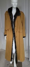 Gorgeous Musrard Full Length Parka Coat Real Fox Fur Removable Sz L 42 Luxury