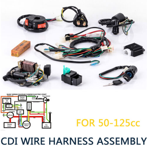CDI Wire Harness Stator Assembly Wiring Fit ATV Electric Quad  50/70/90/110/125CC