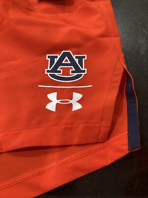 WOMENS UNDER ARMOUR NCAA AUBURN TIGERS RUNNING SHORTS ORANGE SMALL S NWT