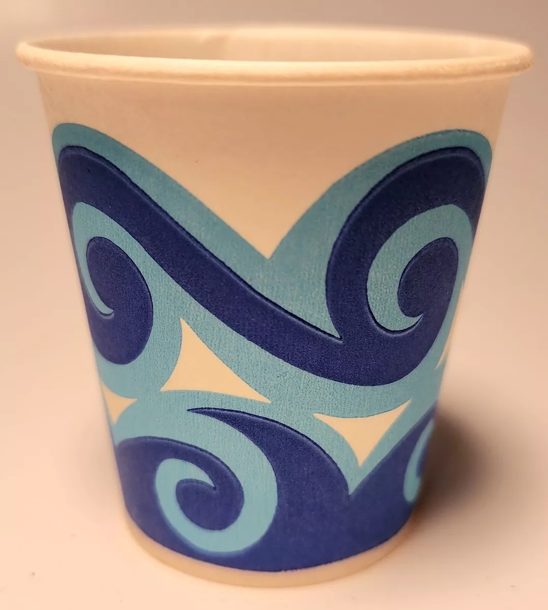 LOT OF 3: 1970's Blue Wave Design Sweetheart Dixie Cup Waxed Paper