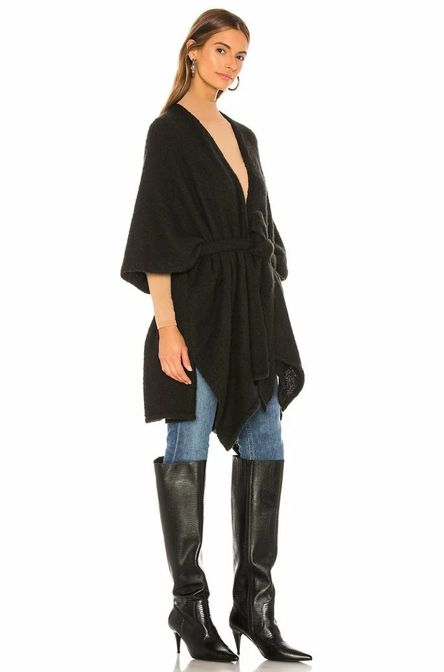 Michael Stars Maya Ruana Negra Cepillada Talla Única L105608 Foto 3 de 4