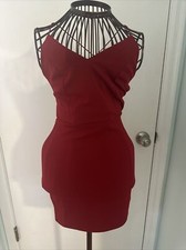 windor xs red backless mini dress 