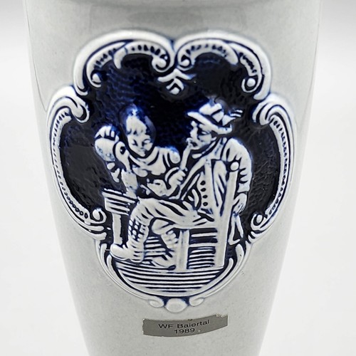 1980s German Ceramic Pilsner Stein, Cobalt Blue Man Smoking Pipe, WF Baiertal - Picture 2 of 8