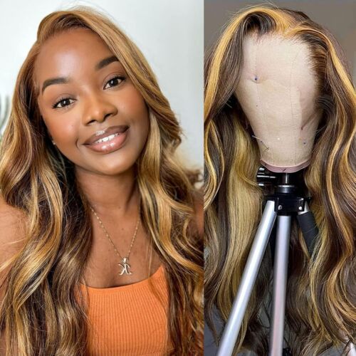 P4/27 Honey Blonde Lace Front Wigs Human Hair Body Wave 13x4 Lace Frontal Wigs - Picture 1 of 16
