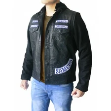 Sons of Anarchy Jax Teller Leather Jacket Hoodie Black Leather Jacket Harley B