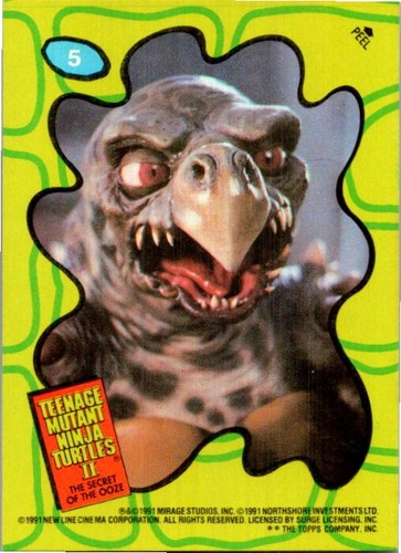 1991 TOPPS TEENAGE MUTANT NINJA TURTLES II SECRET OF THE OOZE STICKER CARD #5 - 第 1/2 張圖片