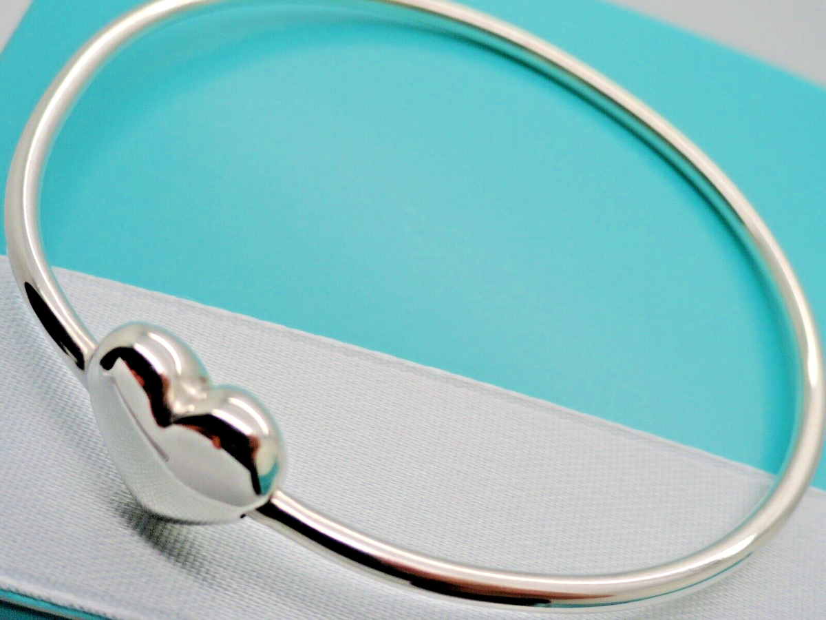 Tiffany & Co. Sterling Silver Puffed Heart Bangle Bracelet | eBay