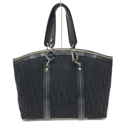 Christian Dior トロッター ドクターズバッグ イタリア製 CHRISTIAN DIOR Flower Embroidery Trotter Shoulder Tote Bag