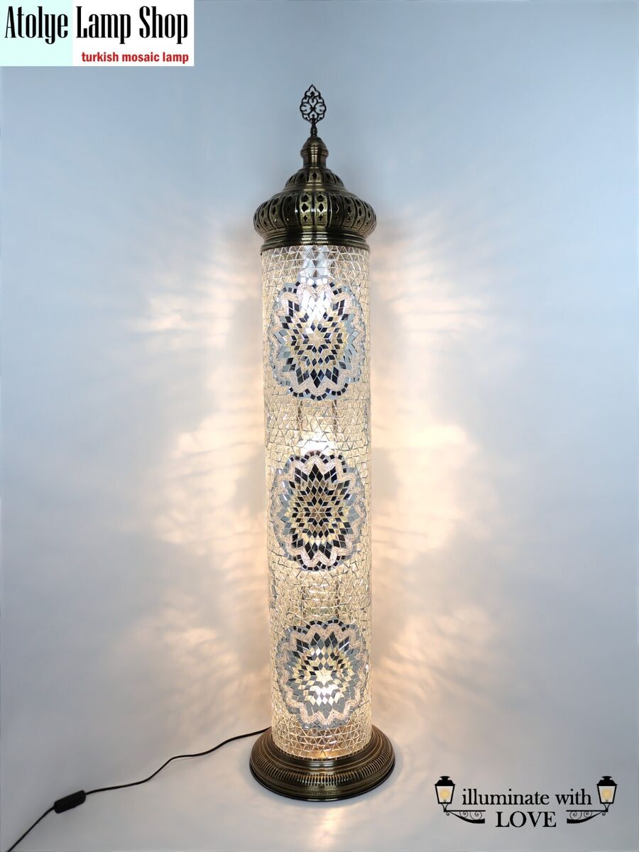 Cylinder Mosaic Turkish Floor Lamp Long Standing Lights