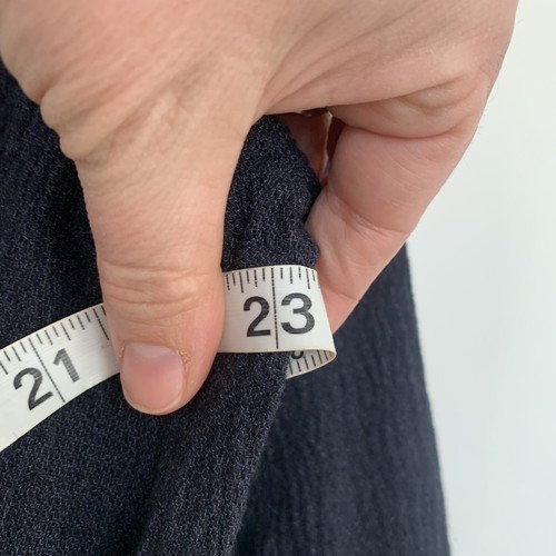 MASSIMO DUTTI Dress Womens XS Navy Blue Wool Button Waist Tie Long Sleeve Midi - Picture 6 of 7