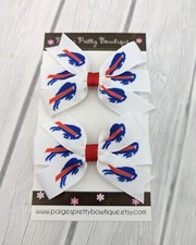 Bills Pigtail Hair Bows Football Bows Baby Hair Clips Bills Gift Set of 2