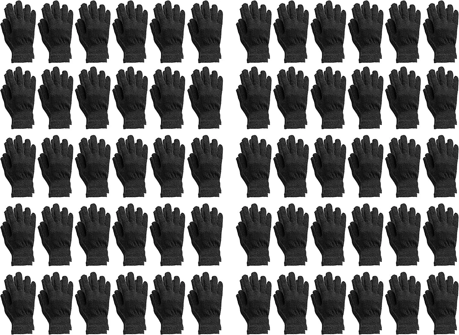 60 pairs Wholesale Bulk Men Women Solid Black Warm Winter Gloves Thermal Gloves