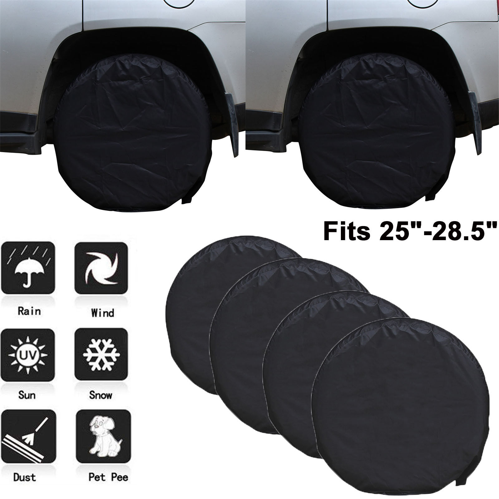 4PCS Wheel Tire Cover Sun Protector Waterproof For Truck Trailer