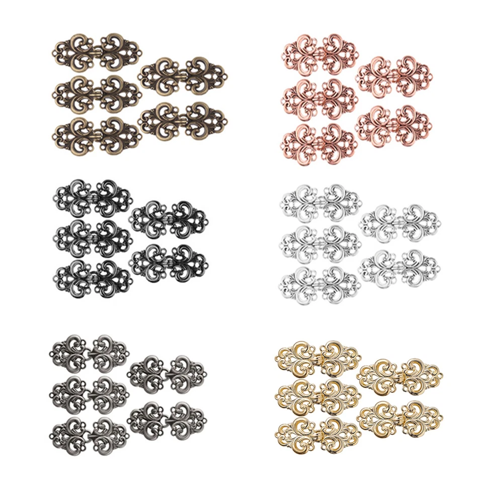 5 Set Swirl Flower Cape Cloak Clasp Fasteners Sew Hooks Eye Clip AU AU - Image 4 of 4