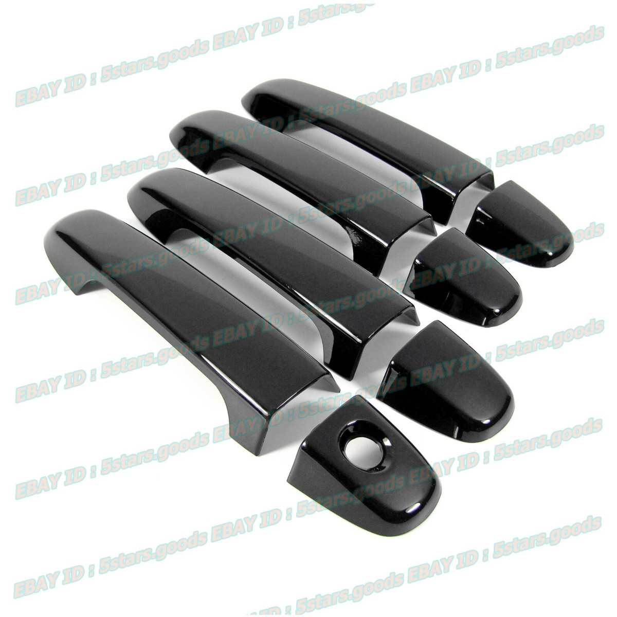 Glossy Piano Black Side Mirror Covers + Door Handle Trim Set For Toyota Prius C Hatchback 2012–2019 – No Keyless Entry