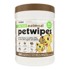 Petkin Mega PetWipes, 200 Wipes - Oatmeal Pet Wipes for Dogs and Cats