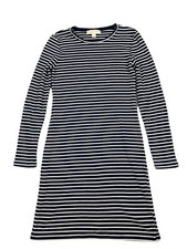 Michael Michael Kors Medium Dress Womens Blue White Rib Knit Bodycon Long Sleeve