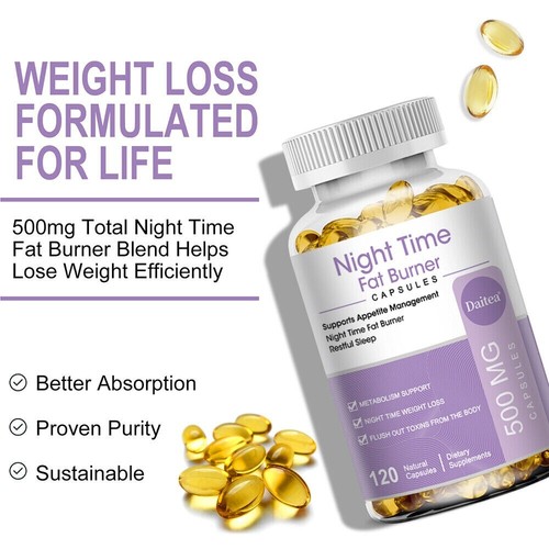 Night Time Fat Burner Capsules Metabolism Support 120 Capsules - Picture 4 of 9