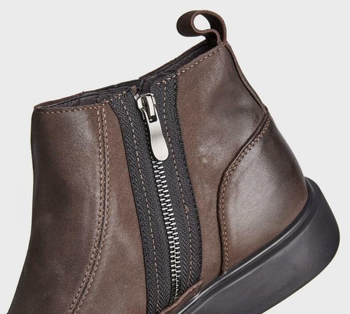 Mens Fashion Round Toe Side Zipper Leather Shoes Youth Casual Ankle Boots Chukka - Picture 5 of 11