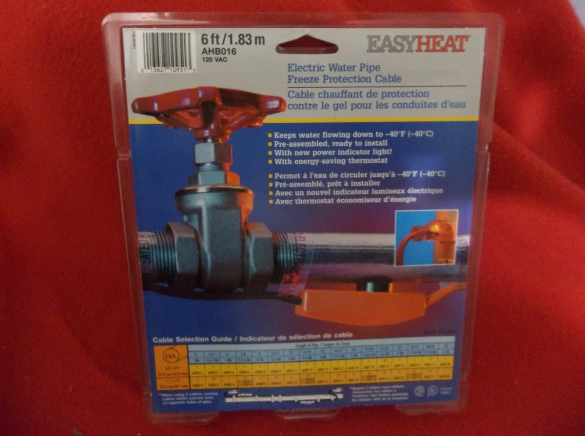 Easy Heat Tape 6' AHB-016 Electric Pipe Heating Cable Freeze Protection |  eBay