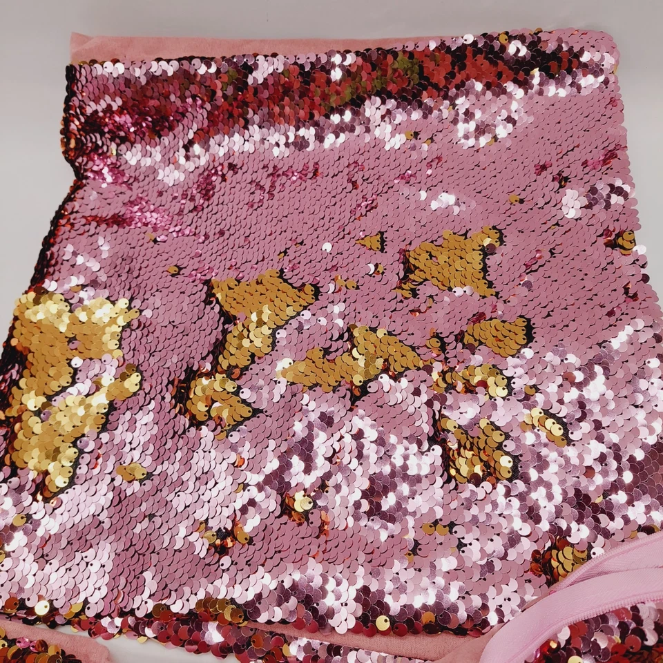 Pillow Case Reversible Sequins Pink & Gold Rectangle 12"x22" Set Of 2  - Image 3 of 4