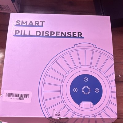 Smart Pill Dispenser A130 White Blue 28-Day Lock Compartment Travel Size