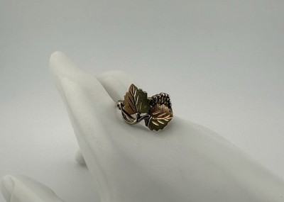 Sterling Silber Ring Trauben & Weinblätter zweifarbig Größe 7