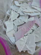 Large Lot Broken Vintage Mix Embossed Plates Mosaic Pieces Tiles 2 Lbs 8 Oz