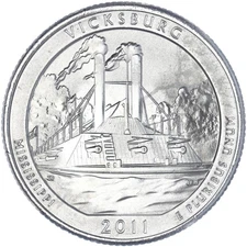 2011 D Parks Quarter ATB Vicksburg National Park BU CN-Clad See Pics A998