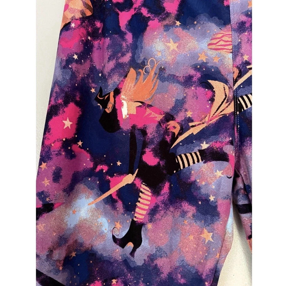 NUEVO Leggings LuLaRoe Mujer TC2 Halloween Púrpura Rosa Bruja Estrellas Estampado Foto 3 de 4