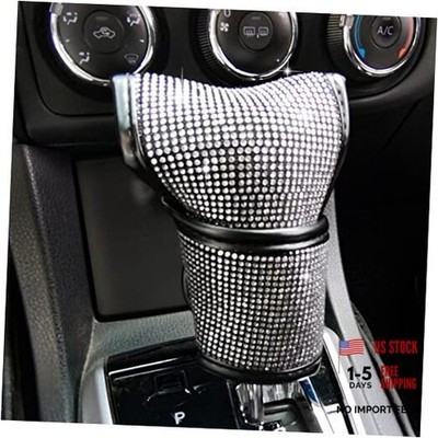 KEVWR Sparkling Crystal Rhinestone Car Gear Shift Cover, Universal Bling White