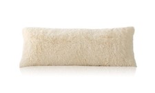 Soft Faux Fur Pillow Case, Long Hair, Zipper Closure, Cream