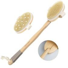 POPCHOSE Dual Head Body Brush Back Scrubber Detachable Long Handle Dry Wet
