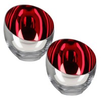 Fink Rote Teelichthalter Ø 11 Cm 2-Teiliges Glas Windlicht 2Er Kerzenhalter Set