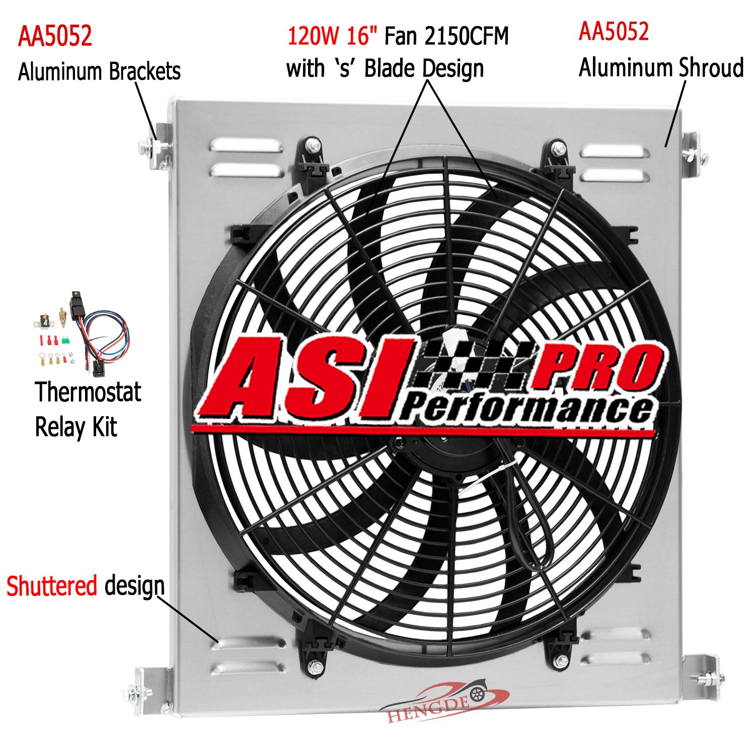 Aluminum Shroud Fan+Relay For 1931-38 Ford Model High Boy Coupe Chevy V8 CC3132