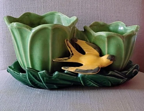 Vintage McCoy Pottery Double Tulip Swallow  Planter