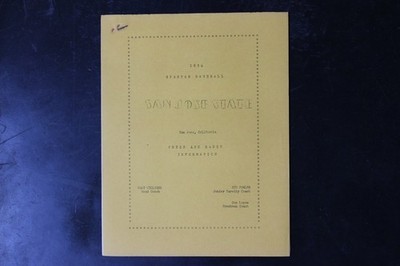 San Jose State Spartan Baseball 1954 Press Guide Program College Sports