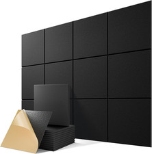 12 Pack Self-Adhesive Acoustic Panels, 12" X 12" X 0.4" High-Density Sound
