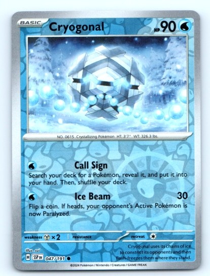 Cryogonal 047/191 ~ Reverse Holo English Near Mint