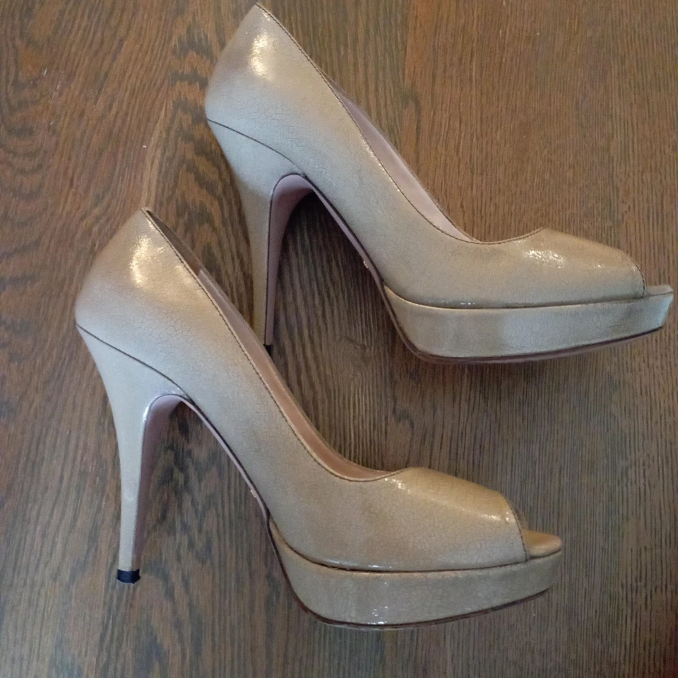 Prada Chaussures Escarpins Femme Cuir Vernis Beige T38 - Photo 3/4